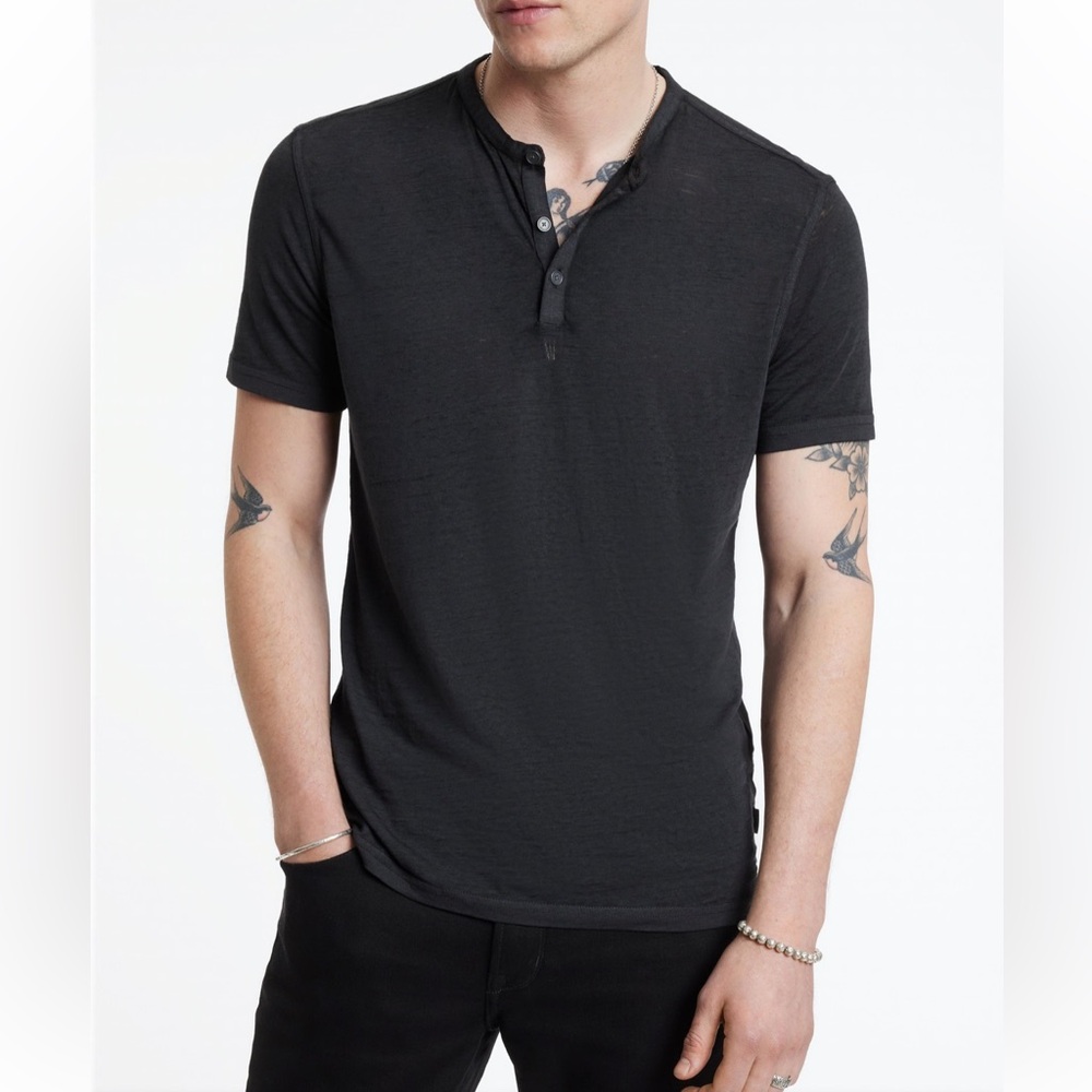 John Varvatos Duke Henley Burnout Tee Size XL (FLAWED)